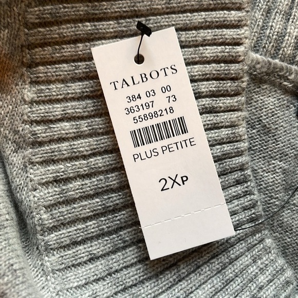 Talbots Gray EYELET HEM MOCKNECK PULLOVER SWEATER IN GRAY SIZE 2X P NWT - Picture 4 of 10